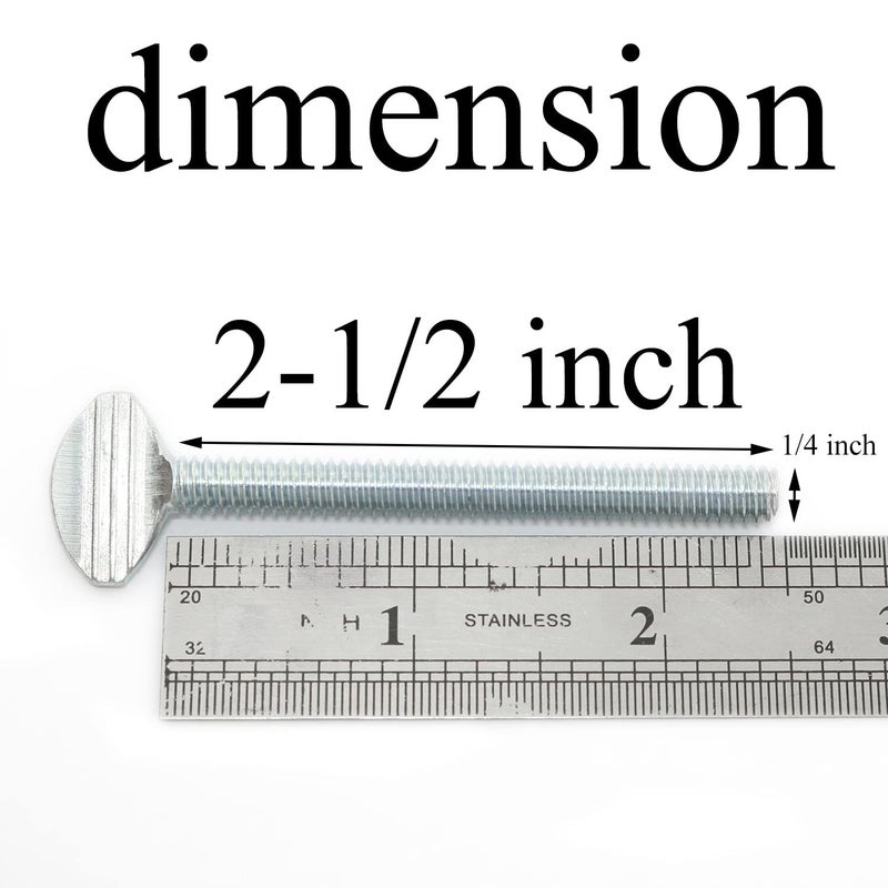 Pro Bamboo Kitchen 10pcs Carbon Steel Thumb Screw 1/4"-20 x 2-1/2" Galvanized Racket Screw, Silver - Image 3